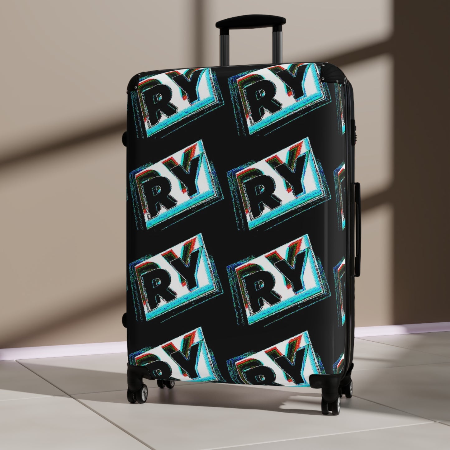 Stylish Graphic Suitcase with RY Design - Perfect for Travel Enthusiasts