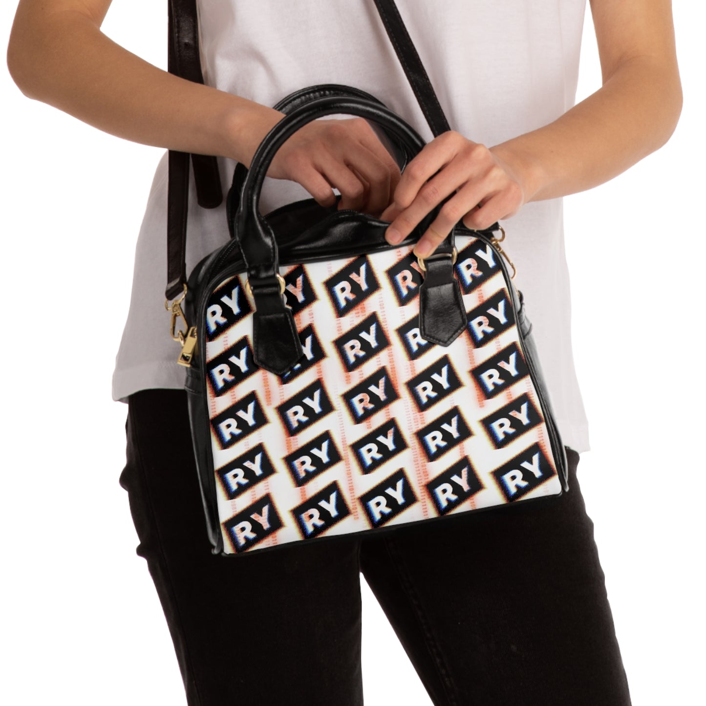 Stylish Shoulder Handbag with Bold Graphic Print
