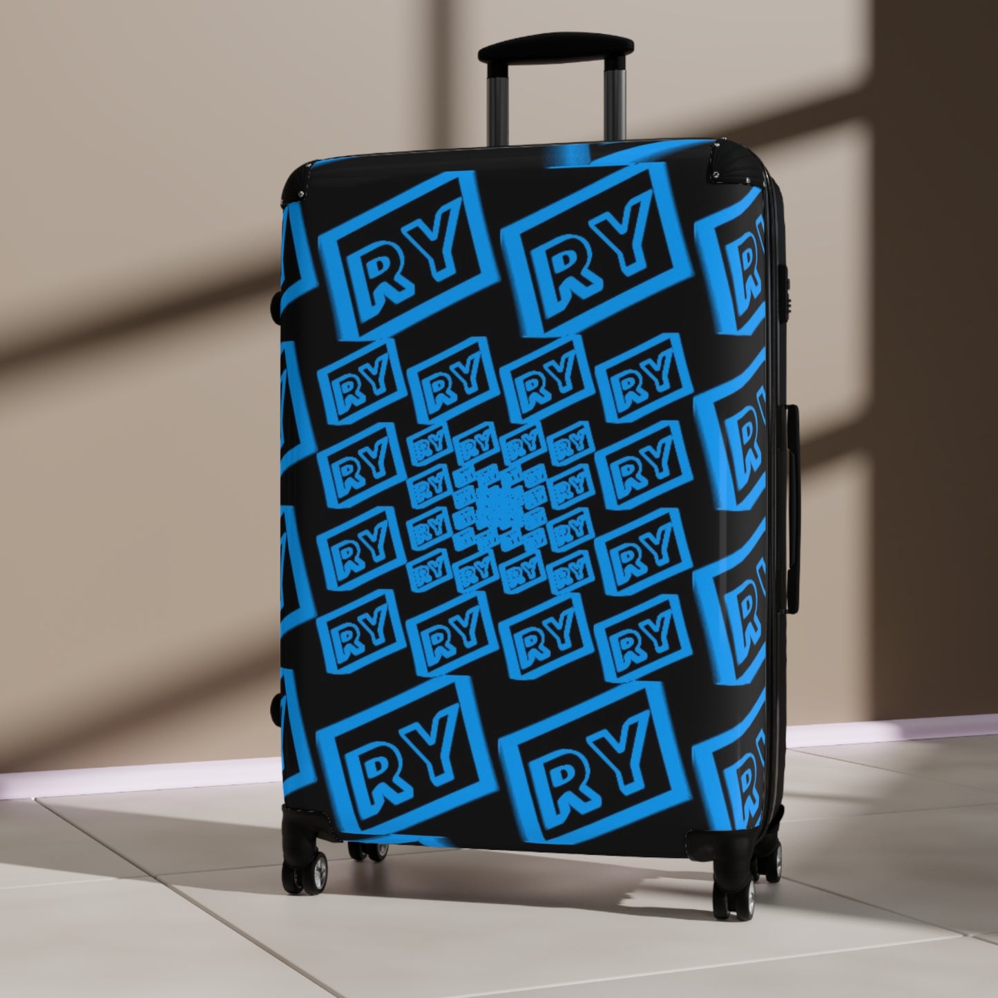 Stylish Blue Patterned Suitcase for Travel Enthusiasts