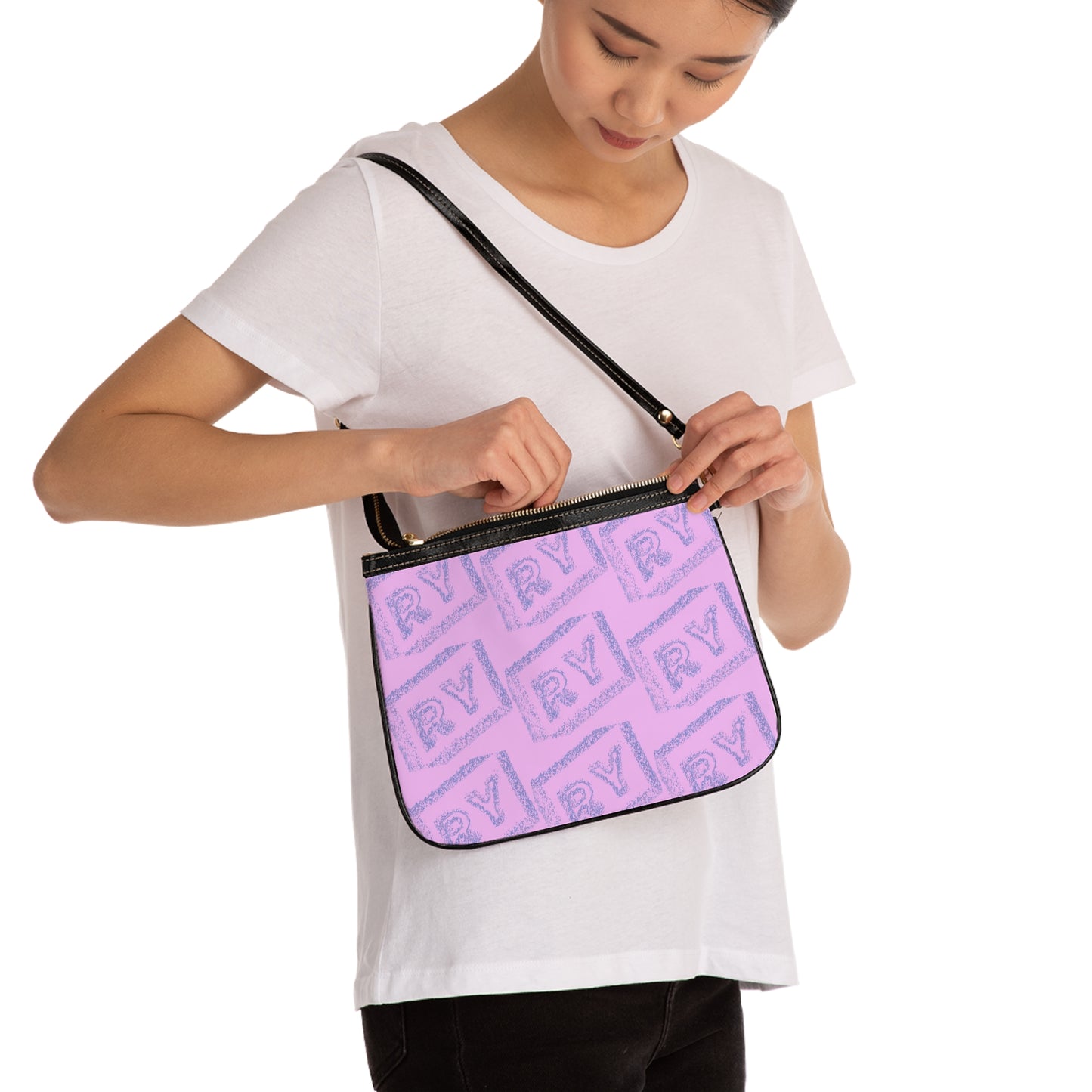 Chic Pink Small Shoulder Bag with Stylish Print